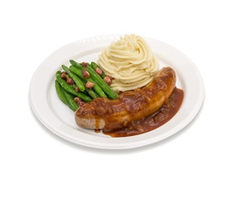 [258] ﻿Schweinsbratwurst an Zwiebelsauce﻿